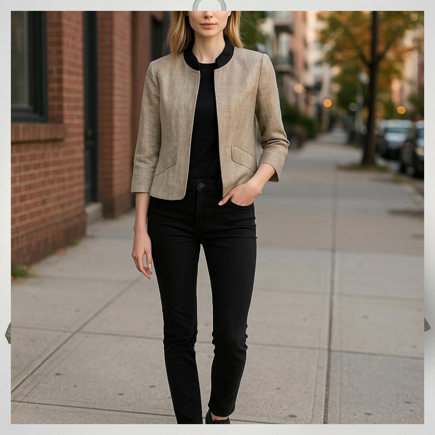 Smythe - Chic Beige Linen Blend Cropped Jacket