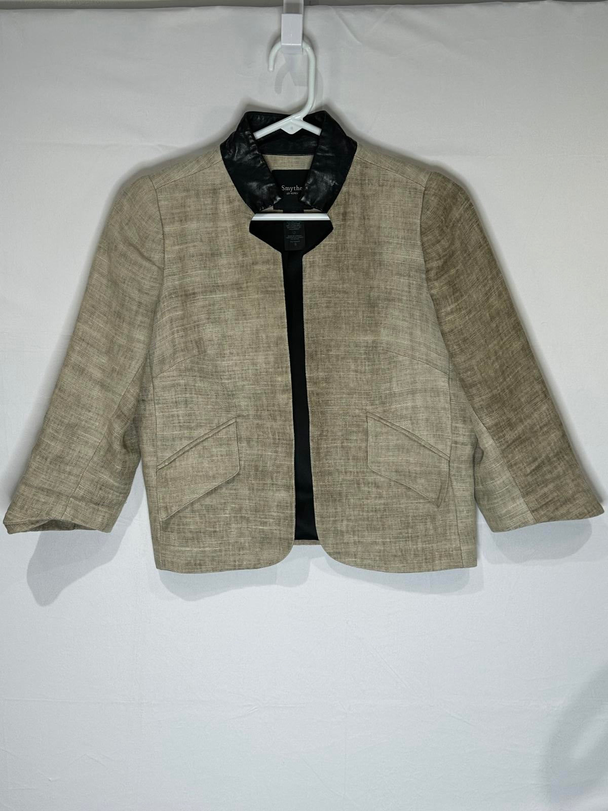 Smythe - Chic Beige Linen Blend Cropped Jacket
